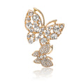 Dual Butterfly Rhinestone Brooch Clear Stones Two Tones view 5