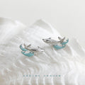 Silver Tone Aqua Double Dolphin Earrings In Stud And Clip Styles view 6