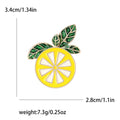 Yellow Lemon Slice Enamel Brooch with Green Leaves view 5