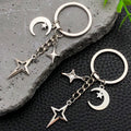 Three-Style Antique Silver Moon Star and Cross Charm Keychain Collection view 3