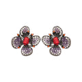 Multicolor Crystal Flower Stud Earrings in Two Colorways view 5