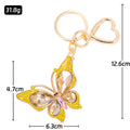 Gold Rhinestone Butterfly Heart Clasp Metal Keychain view 3