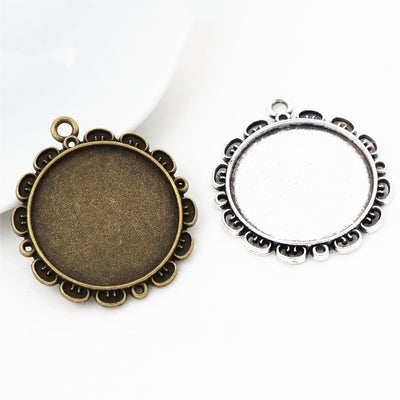 Front view of loop petal pendant bezel blank finish options