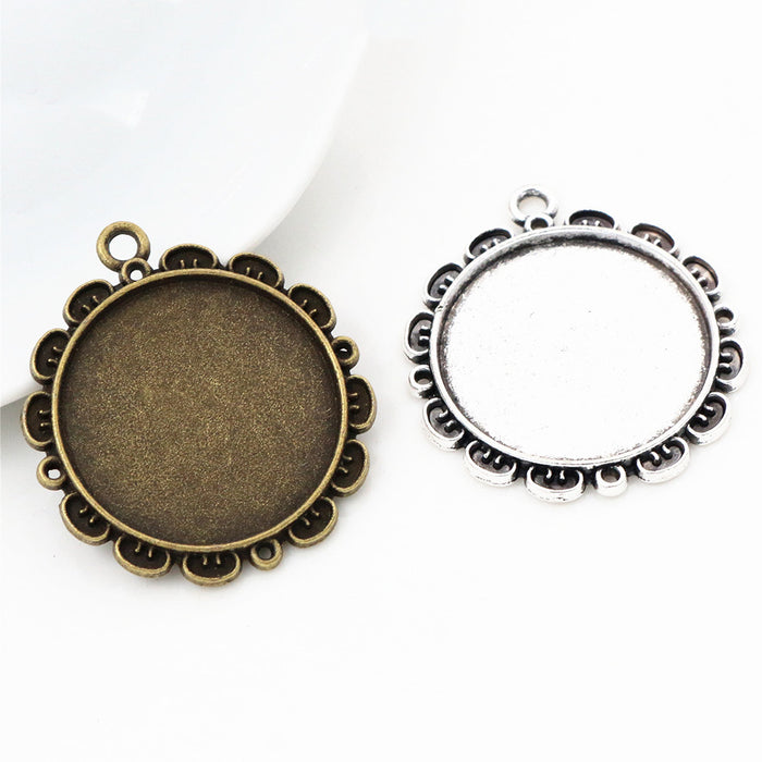 Loop Petal Round Pendant Bezel Blank for Cabochon Craft