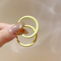 Small Yellow Slender Enamel Hoop Earrings Jewelry Pair view 6