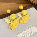 Woven Floral Leaf Drop Earrings in Three Colors Fashion Jewelry view 6