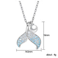 Silver Tone Mermaid Tail CZ Pendant Necklace With Pearl view 5
