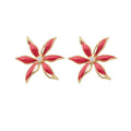 Enamel Six Petal Flower Stud Earrings in Five Colors view 5