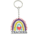 Wood Teacher Rainbow Heart Keychain Printed Charm Ring view 5