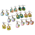 Gold Enamel Floral Pearl Drop Earrings Irregular 9 Styles view 5