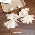 Layered Fabric Petal Drop Earrings with Reflective Details view 2