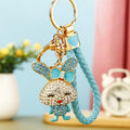 Jeweled Bow Ear Rabbit Keychains in Four Colors with Braided Loops view 12