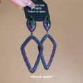 Iridescent Open Diamond Drop Earrings With Green Top Stones view 2