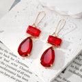 Rectangle and Teardrop Double Glass Dangle Earrings 4 Colors view 3
