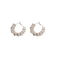 Crystal Cluster Hoop Earrings With Polished Metal Tone Details view 5