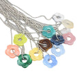 Silver Tone Ball Chain Resin Flower Pendant Necklaces in Thirteen Colors view 1