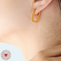 Rectangle Geometric Huggie Hoop Earrings Gold Rose Steel view 3