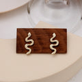 Curving Snake Clear Look Long Statement Stud Earrings view 3