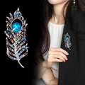 Blue Feather Crystal Metal Brooch Pin for Jackets and Lapels view 4