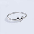White Metal Polished Heart Motif Thin Band Ring Alloy view 2
