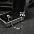 Black Rose Floral Collar Pin Silver Chain Double Brooch view 3