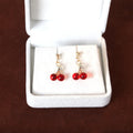 Red Cherry Pendant Necklace and Dangle Earring Collection view 3