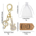 Rhinestone Guitar Treble Clef Lobster Clasp Charm Two Tones view 2