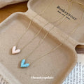 Pastel Heart Pendant Necklace in Pink and Blue Fashion Jewelry view 2