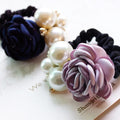 Light Purple Rose and Pearl Look Elastic Hair Tie Accessory view 2