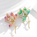 Red Gold Tone Flower Crystal Enamel Two Designs Metal Brooch Pin 4.4 x 5.3 cm 4.4 x 5.3 cm view 3
