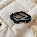 Six Black And White Stitched Oval Rectangle And Star Snap Hair Clips view 6