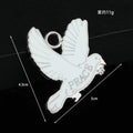 White Enamel Dove Charm Pendant Engraved Peace Silver And Gold Tone view 4