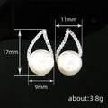 Crystal Outline Pearl Teardrop Stud Earrings Polished Statement Fashion Jewelry view 4
