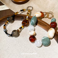 Multicolor Resin Bead Wristlet Keychain With Metal Ring view 3
