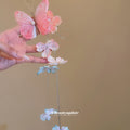 Fabric Butterfly Flower Tassel Hair Clips Pink Blue view 4