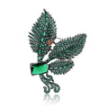 Crystal Leaf Branch Brooch Large Center Gem Green Magenta view 5