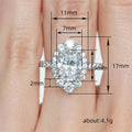 Silver Oval CZ Marquise Halo Finger Ring Sizes 6-10 view 5
