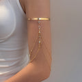 Layered Chain Fringe Open Upper Arm Cuff in Two Colors view 1