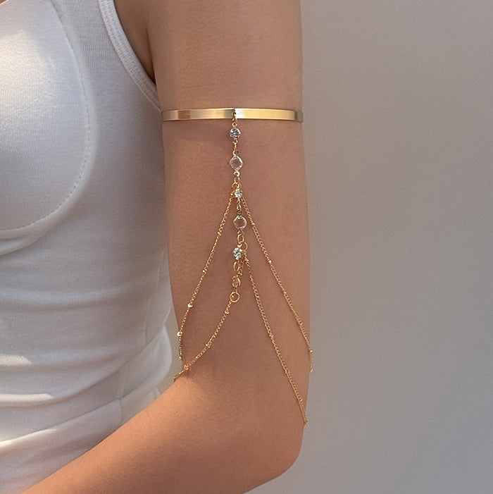 Layered Chain Fringe Open Upper Arm Cuff in Two Colors