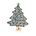 Green Silver Tone Christmas Tree Enamel Metal Brooch Pin view 1
