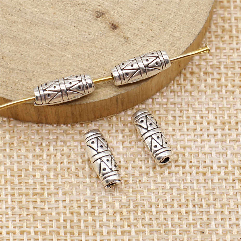 11x4x4mm 0.8g Multicolor Zinc Alloy Carved Tube Spacer Beads for Bracelet Necklace Jewelry Making
