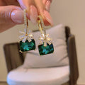 Floral Square Gem Hoop Earrings in Three Colorways view 3