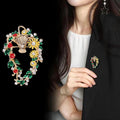Flower Basket Wreath Enamel Two Designs Metal Brooch Pin view 4
