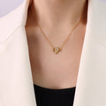 Gold Bee Pendant Necklace With Cat Eye Stone Cable Chain view 6