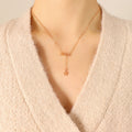 Love Letter Bar Star Drop Pendant Necklace Gold Steel Tone view 6