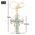 Rhinestone Cross Keychain Openwork Frame Four Color Styles view 3