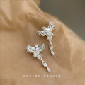 Silver Phoenix Bird Drop Earrings CZ Pave Wing Accents view 6
