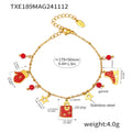 Garnet Christmas Charm Necklace and Bracelet in Gold Tone view 6