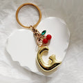 Gold Tone Cherry-Sprig Bubble Letter Keychains from A to Z view 9