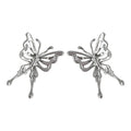 Silver Liquid Openwork Butterfly Stud Earrings Pair view 5